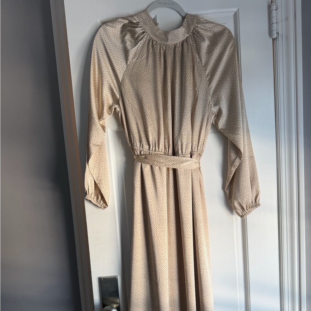LOFT beige polka dot long dress